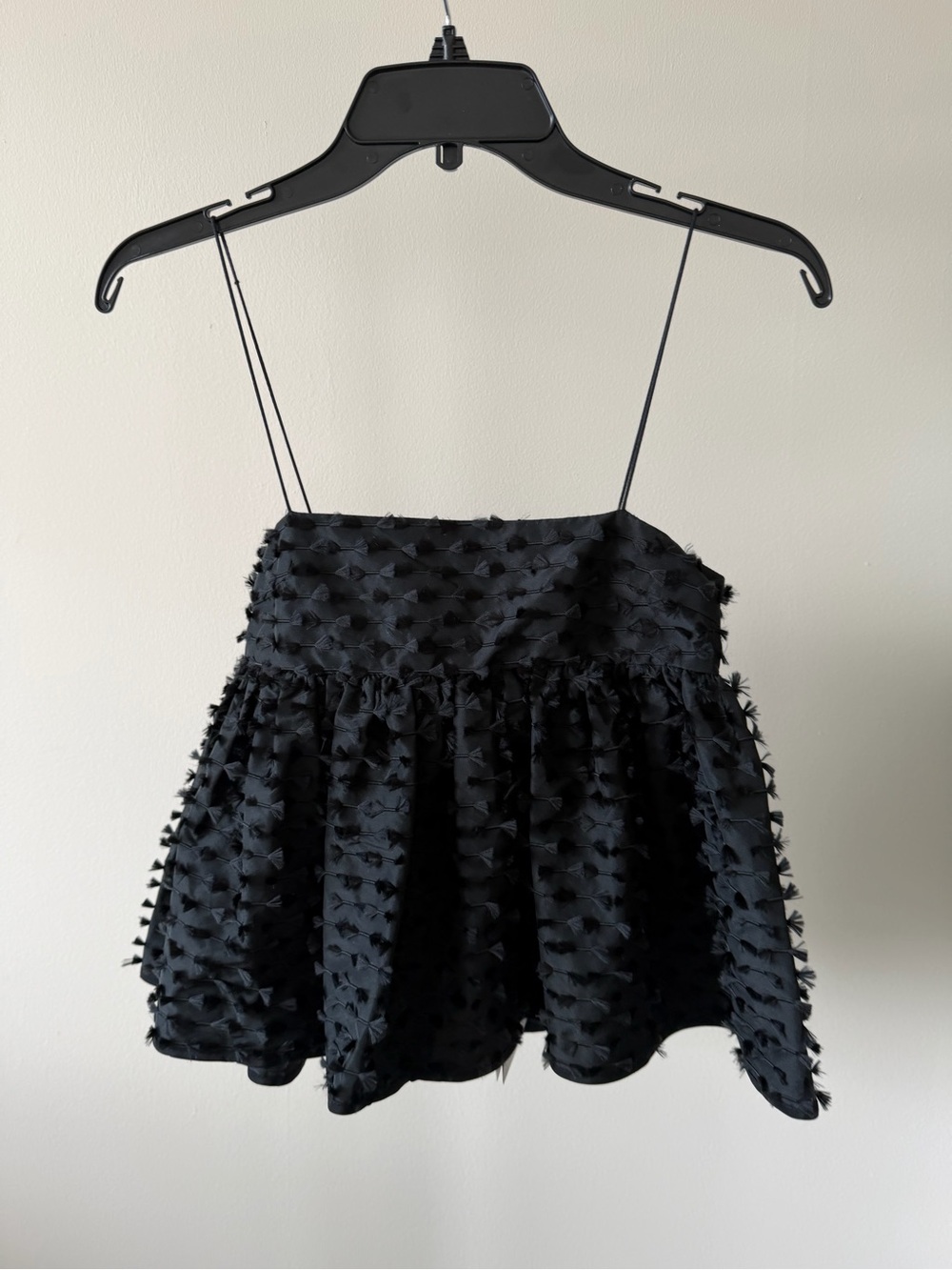 Cecilie Bahnsen Black Textured Spaghetti-Strap Mini Dress